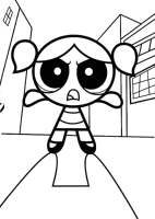 A coloring page of powerpuff girls